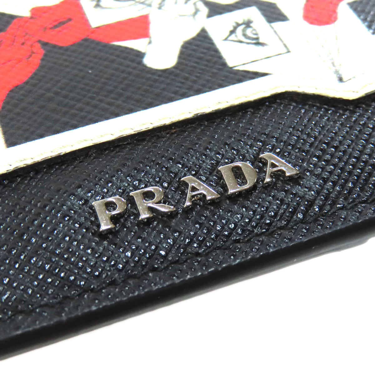 PRADA Coin case Safiano black Real Life Comics Women Used Authentic