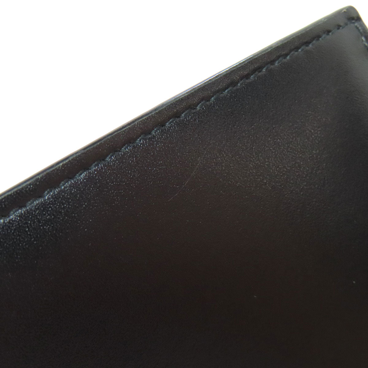PRADA Bifold Wallet leather black logo mens Used Authentic