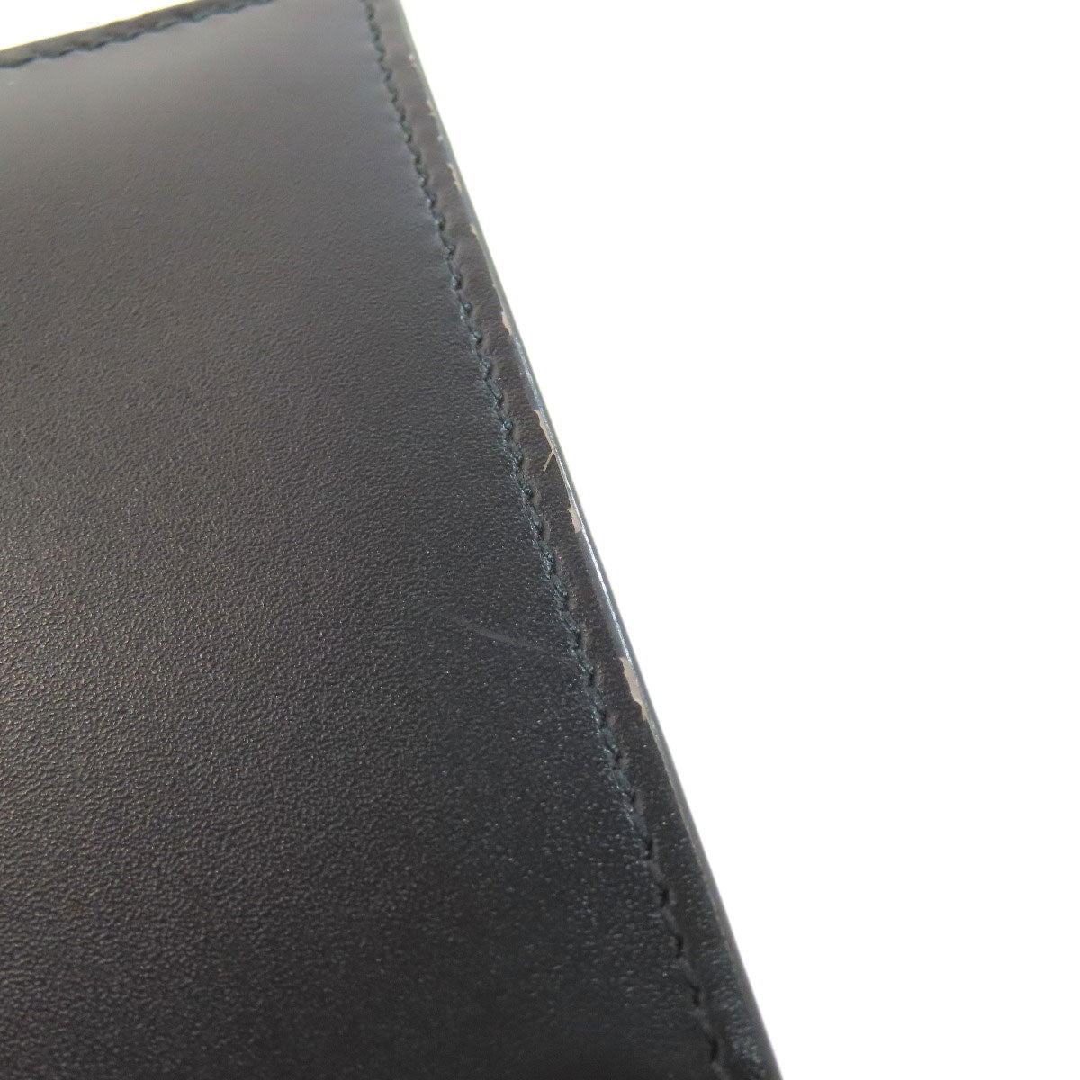 PRADA Bifold Wallet leather black logo mens Used Authentic