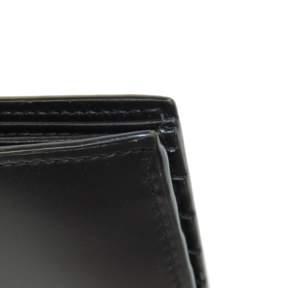 PRADA Bifold Wallet leather black logo mens Used Authentic