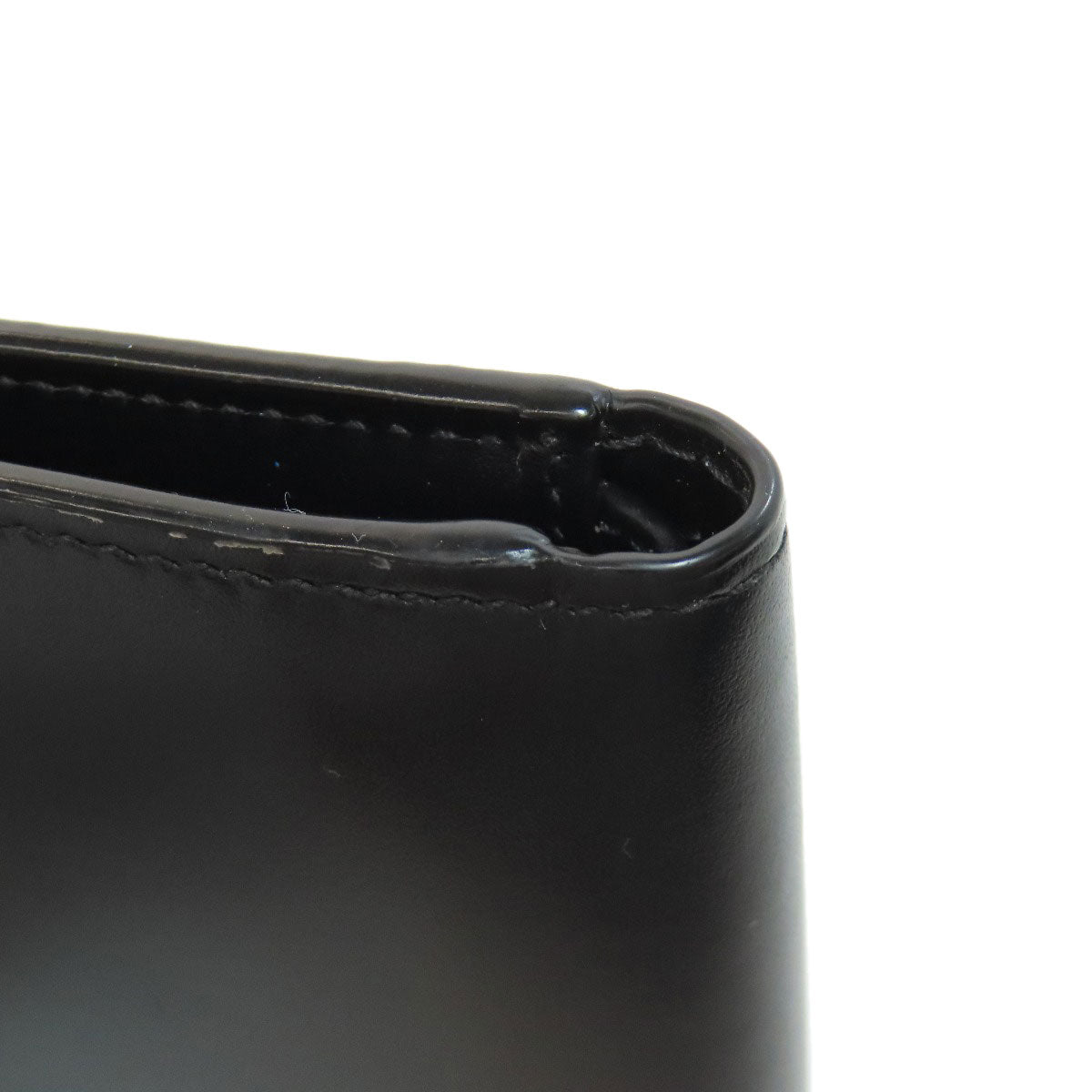 PRADA Bifold Wallet leather black logo mens Used Authentic