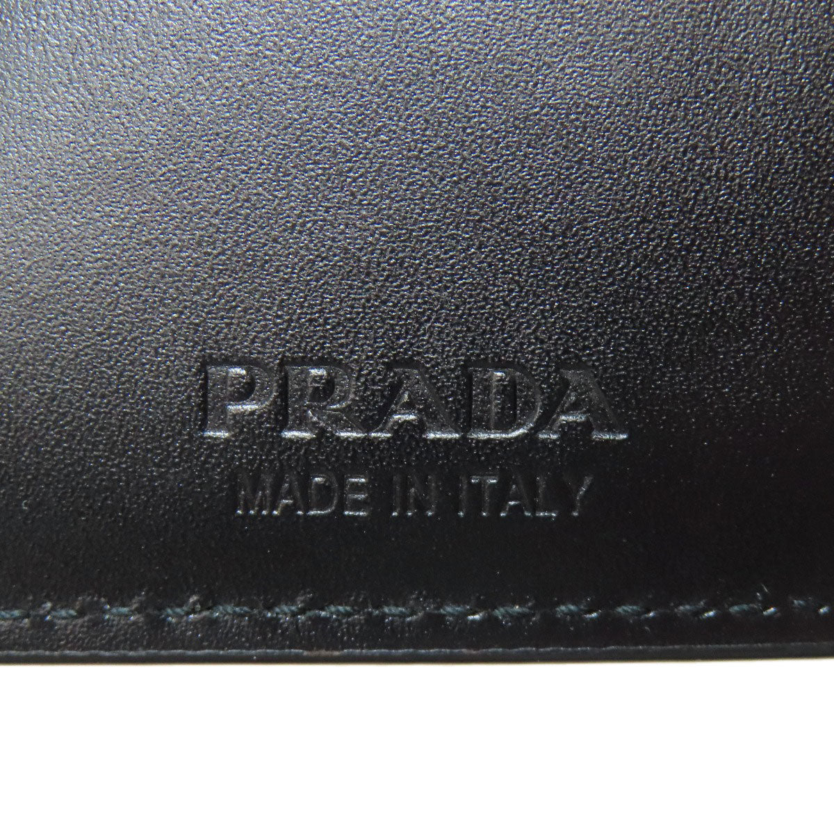 PRADA Bifold Wallet leather black logo mens Used Authentic