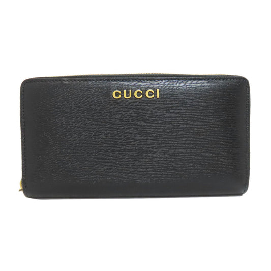 GUCCI Long Wallet Purse 772642 leather black logo Women Used Authentic
