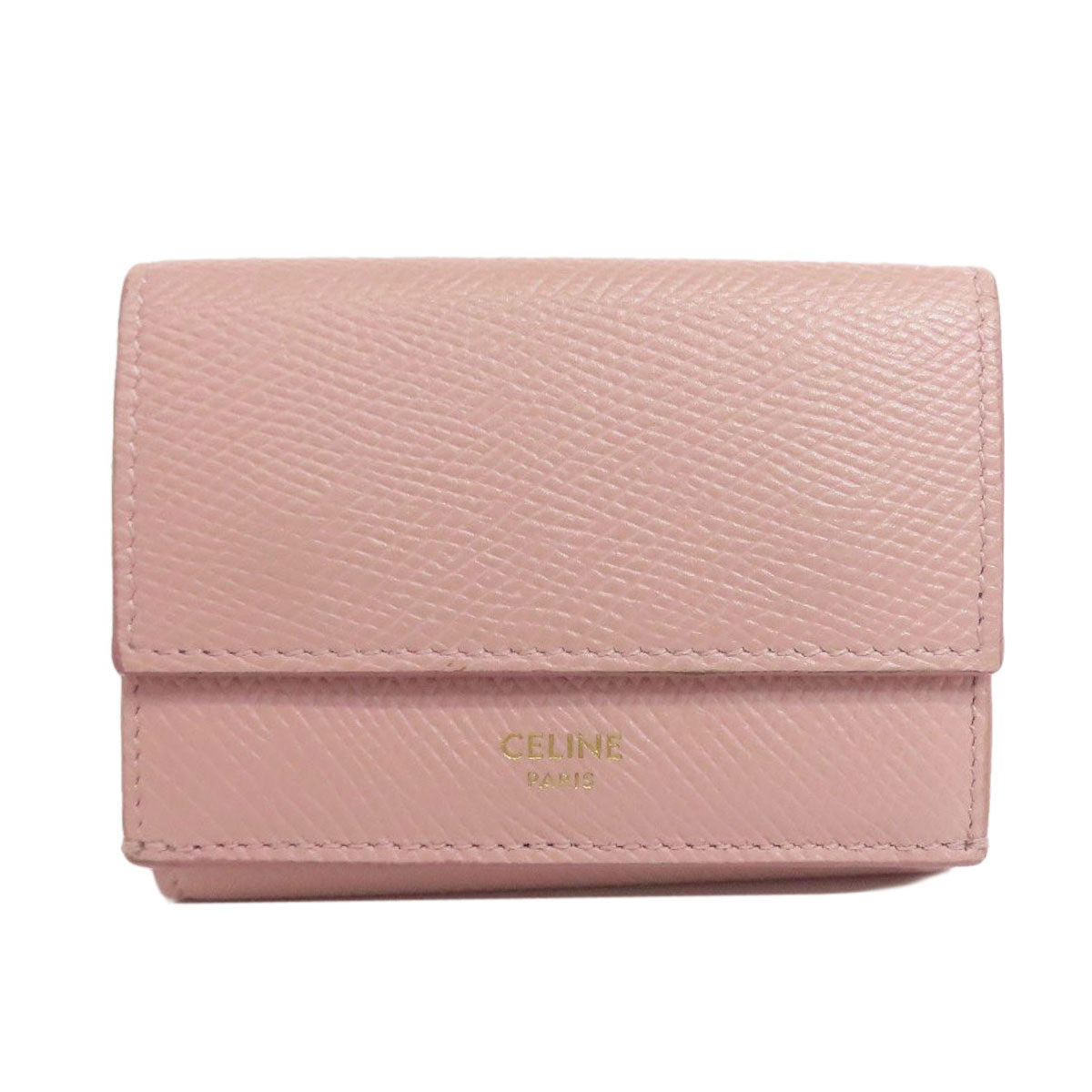 CELINE Bifold Wallet leather pink Tri-fold wallet