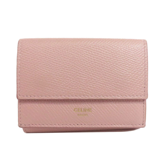 CELINE Bifold Wallet leather pink Tri-fold wallet