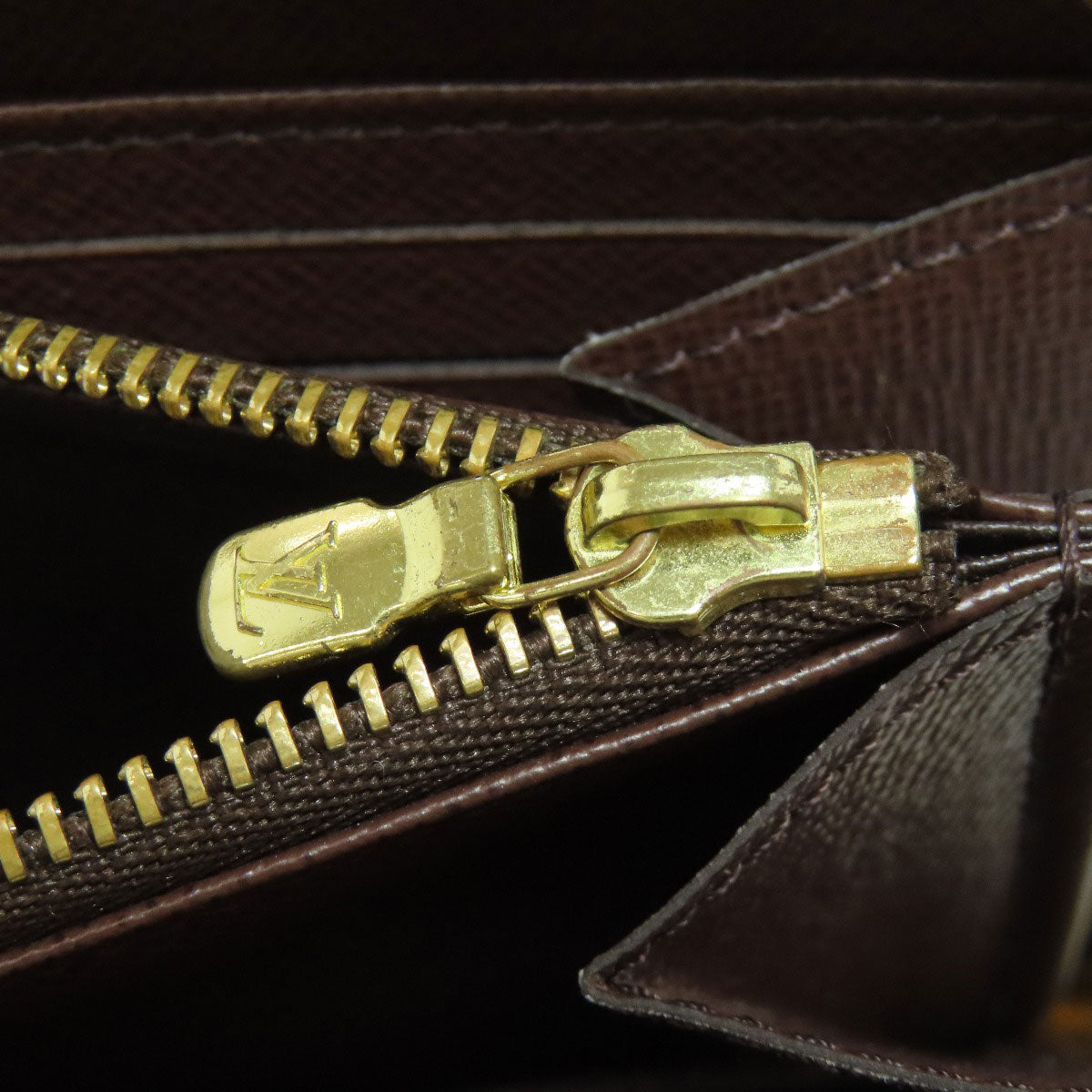 LOUIS VUITTON Long Wallet Purse N41661 Damier canvas Brown Zippy wallet