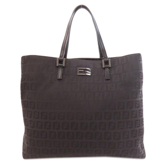 FENDI Handbag canvas black Zucca Pattern