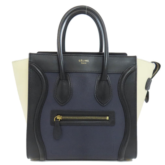 CELINE Handbag Calfskin Navy Luggage micro Women Used Authentic