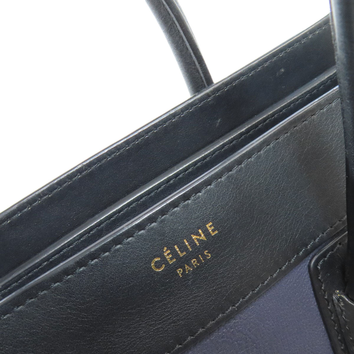 CELINE Handbag Calfskin Navy Luggage micro Women Used Authentic