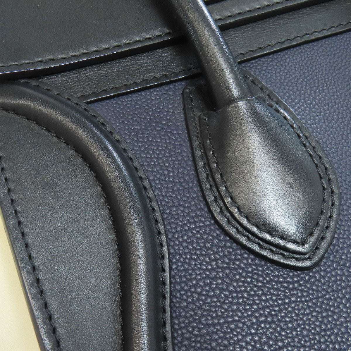 CELINE Handbag Calfskin Navy Luggage micro Women Used Authentic