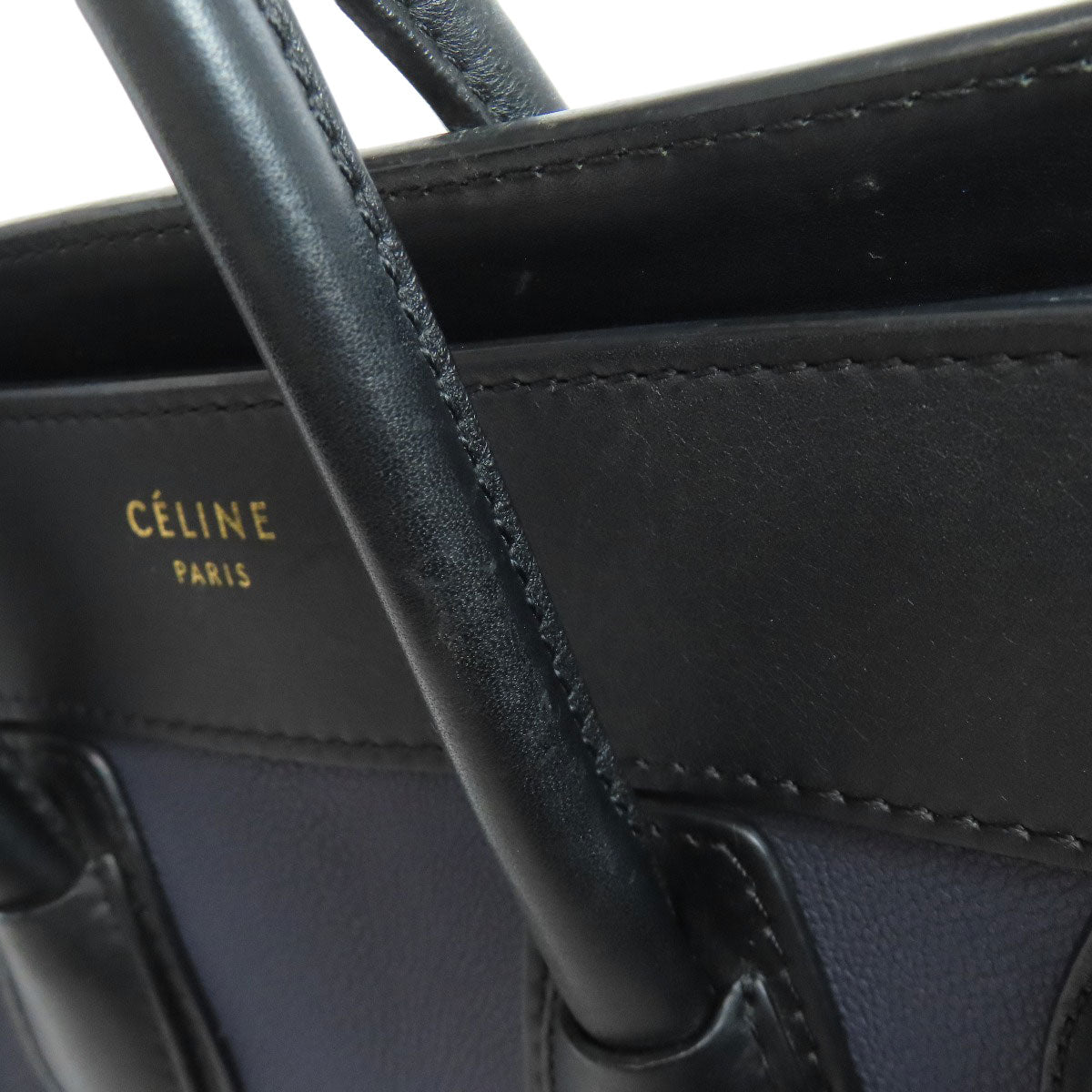 CELINE Handbag Calfskin Navy Luggage micro Women Used Authentic