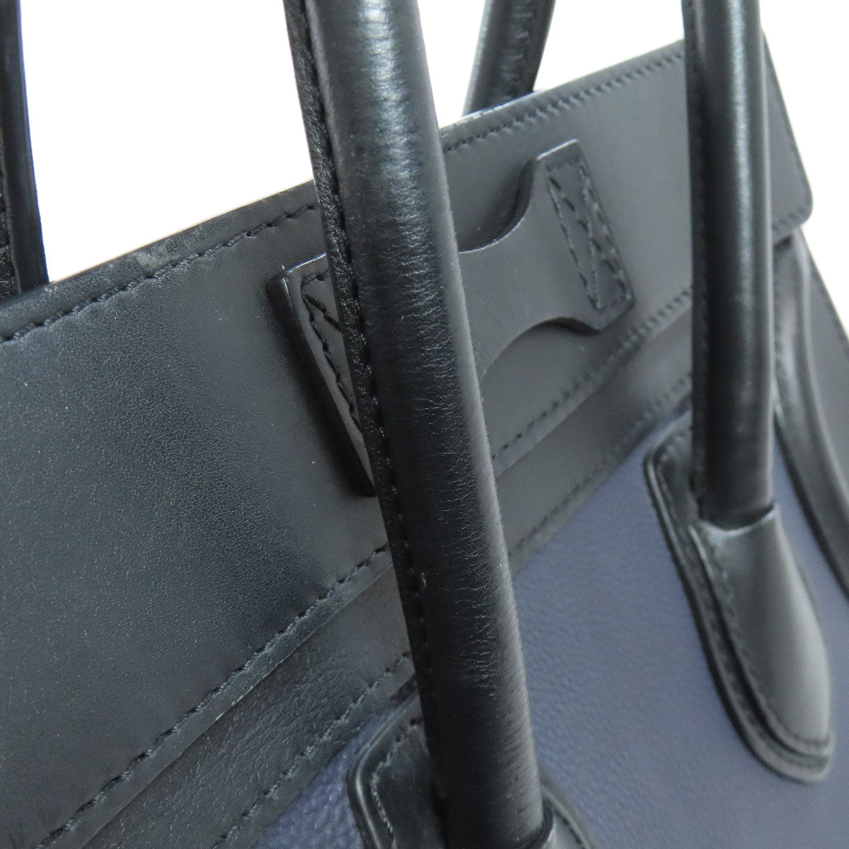 CELINE Handbag Calfskin Navy Luggage micro Women Used Authentic