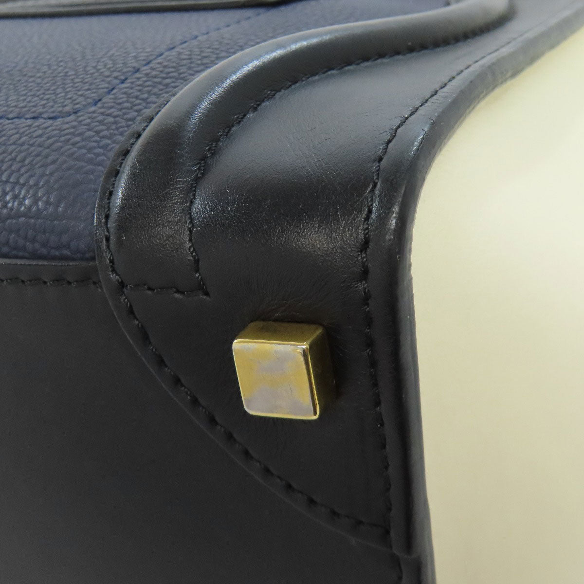 CELINE Handbag Calfskin Navy Luggage micro Women Used Authentic
