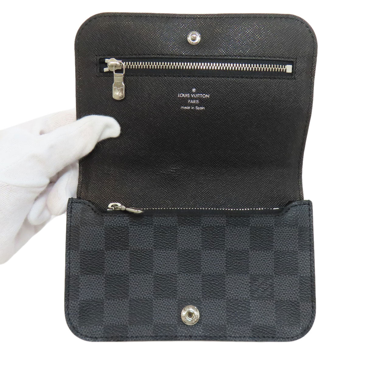 LOUIS VUITTON Sling bag M6837T Damier canvas black sun tulle Pochette homme Women Used Authentic