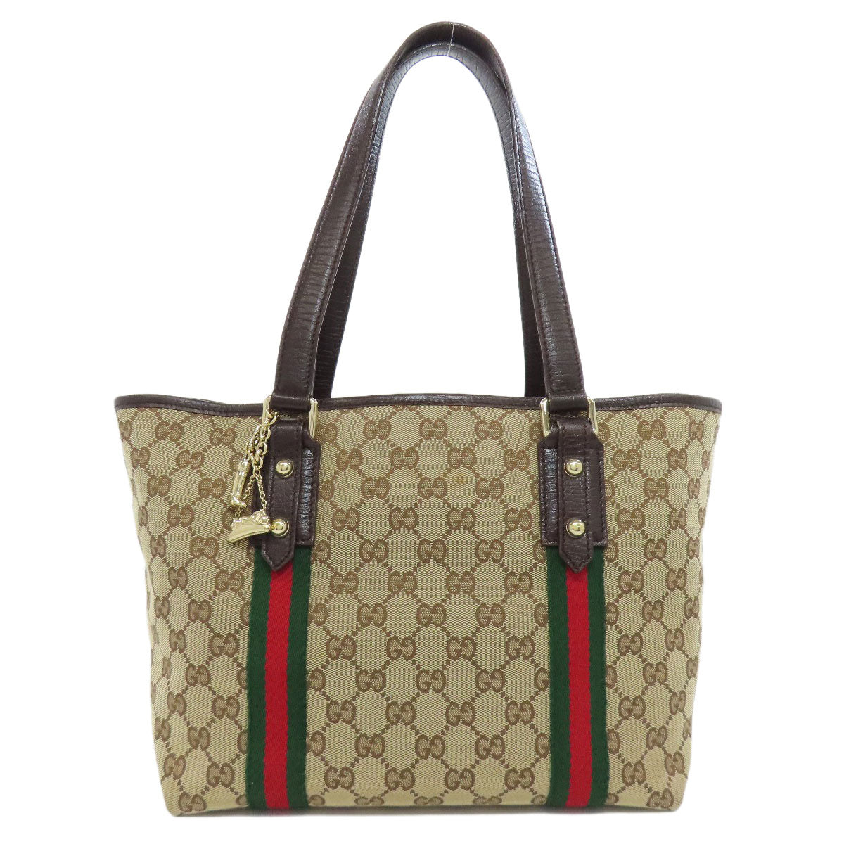GUCCI Tote Bag 137396 canvas Brown GG Shelly line Women Used Authentic