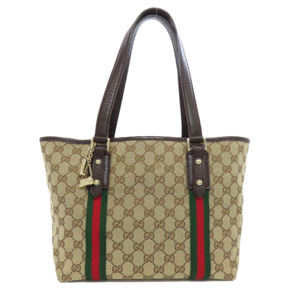 GUCCI Tote Bag 137396 canvas Brown GG Shelly line Women Used Authentic