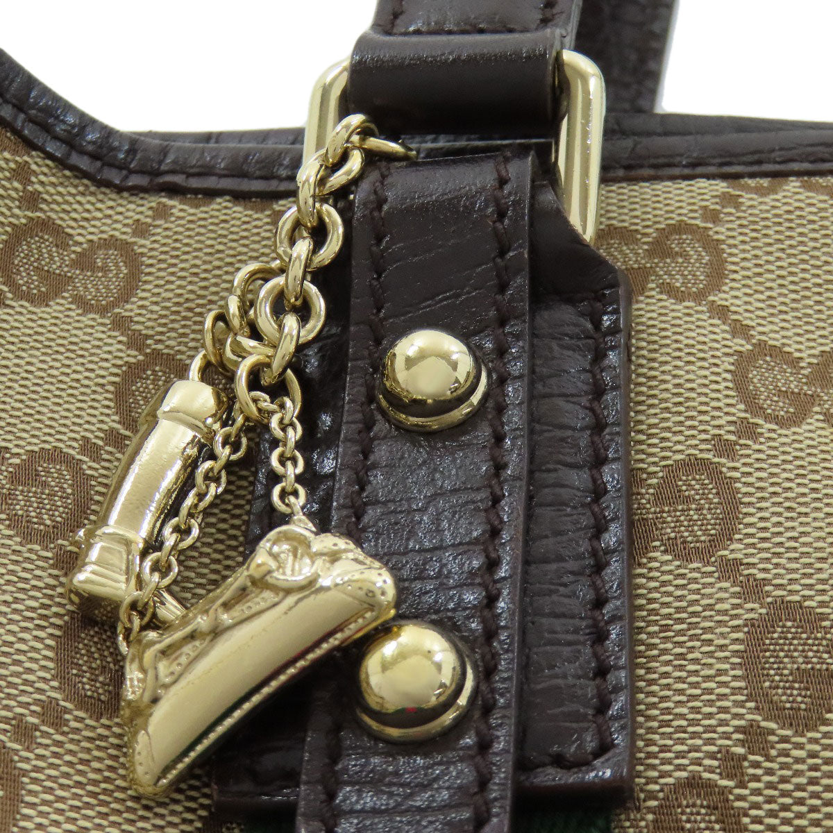 GUCCI Tote Bag 137396 canvas Brown GG Shelly line Women Used Authentic