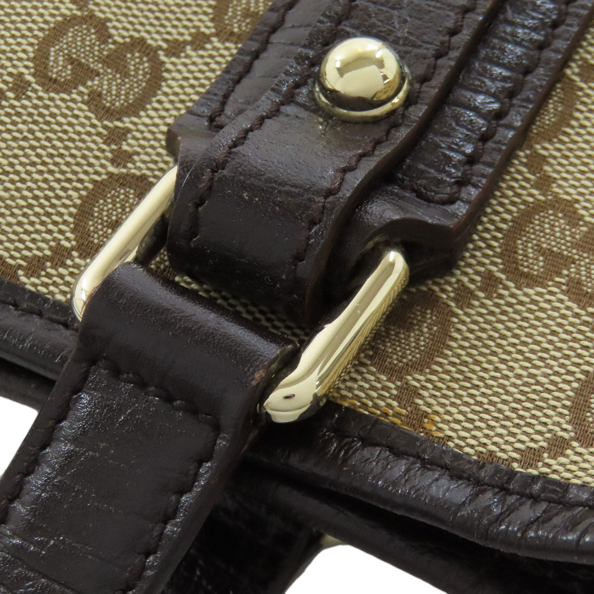 GUCCI Tote Bag 137396 canvas Brown GG Shelly line Women Used Authentic