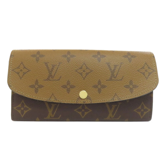 LOUIS VUITTON Long Wallet Purse M82157 Monogram reverse Brown Portefeuille Emily Women Used Authentic