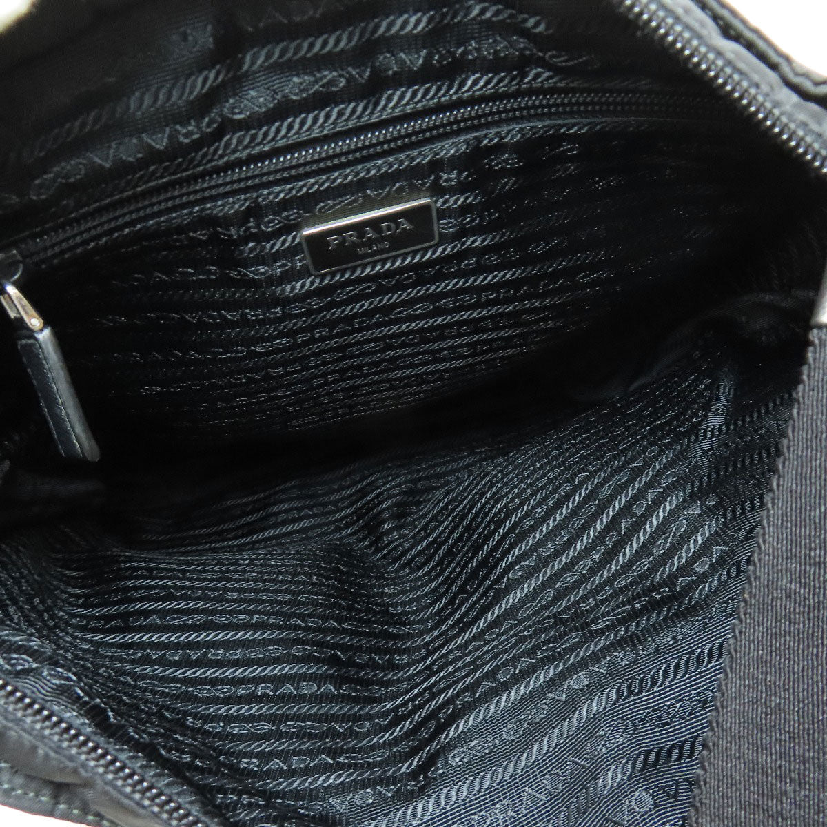 PRADA Shoulder Bag Nylon black logoMetal