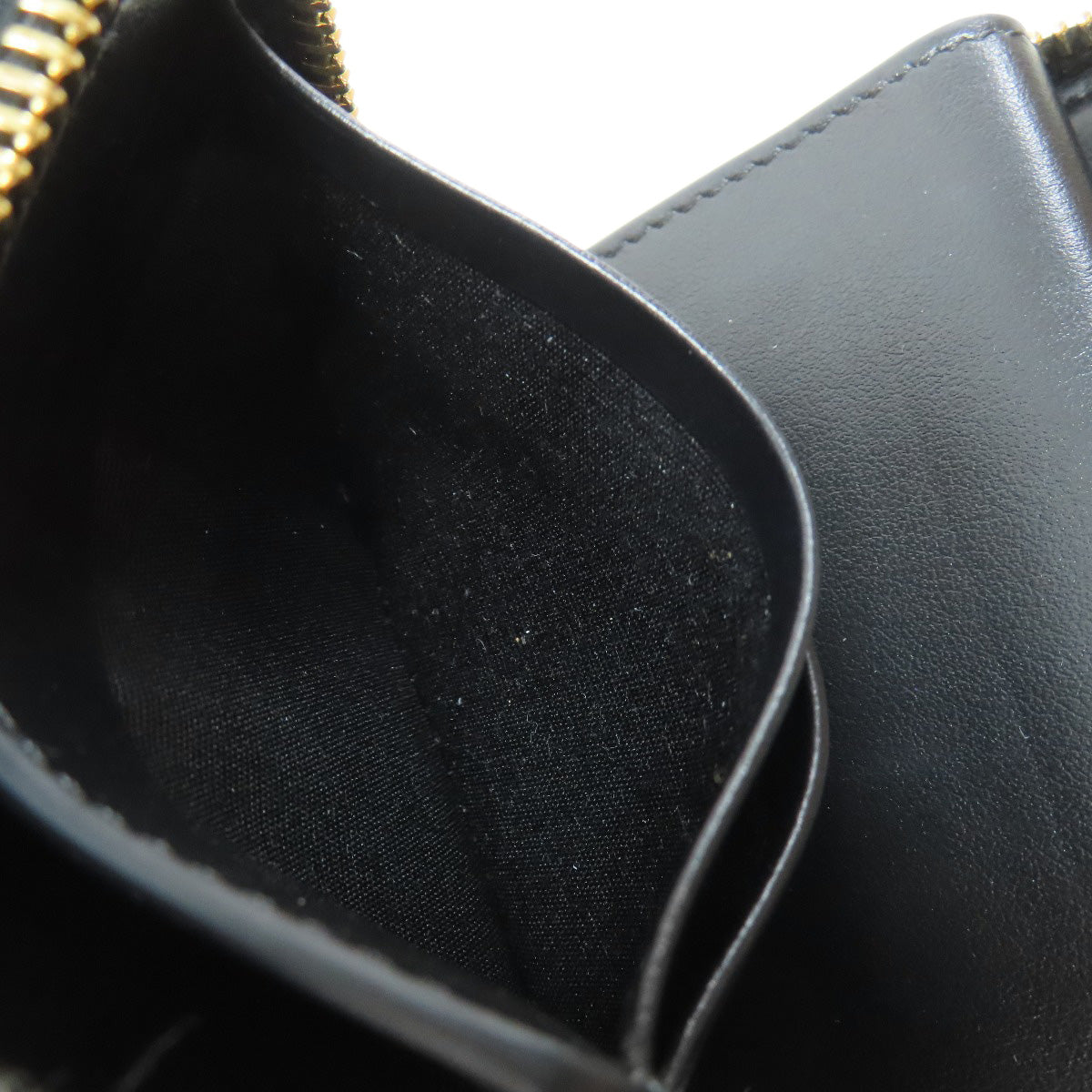 CELINE Bifold Wallet leather black logo Women Used Authentic