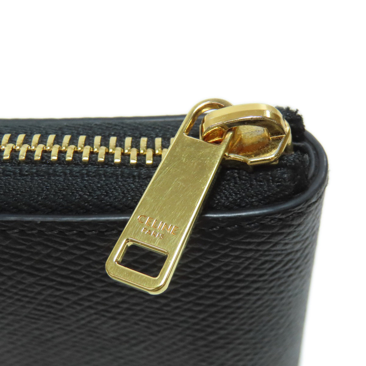 CELINE Bifold Wallet leather black logo Women Used Authentic