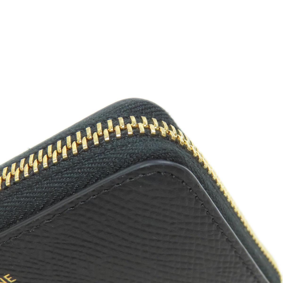 CELINE Bifold Wallet leather black logo Women Used Authentic