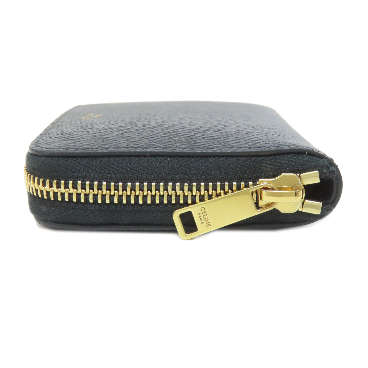 CELINE Bifold Wallet leather black logo Women Used Authentic