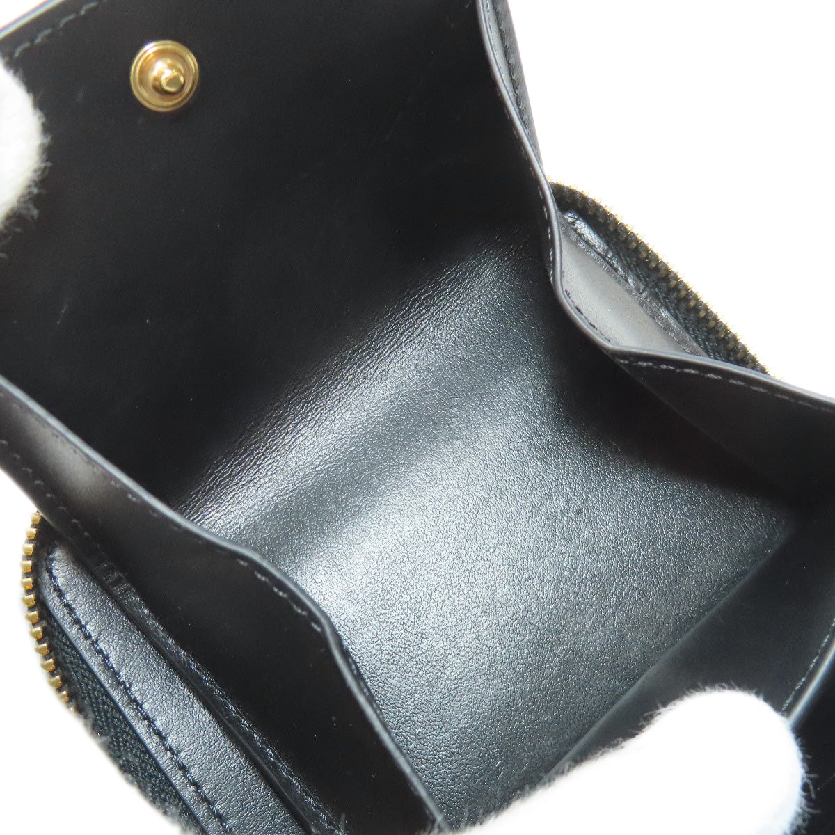 CELINE Bifold Wallet leather black logo Women Used Authentic