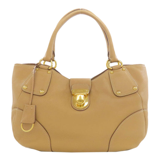 PRADA Handbag leather beige logo