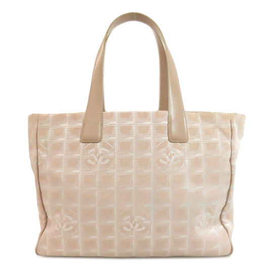CHANEL Tote Bag Nylon jacquard beige New Travel Line MM