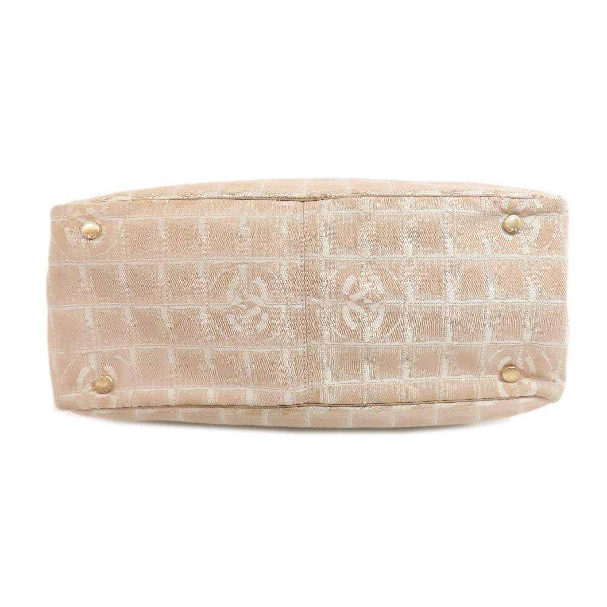 CHANEL Tote Bag Nylon jacquard beige New Travel Line MM