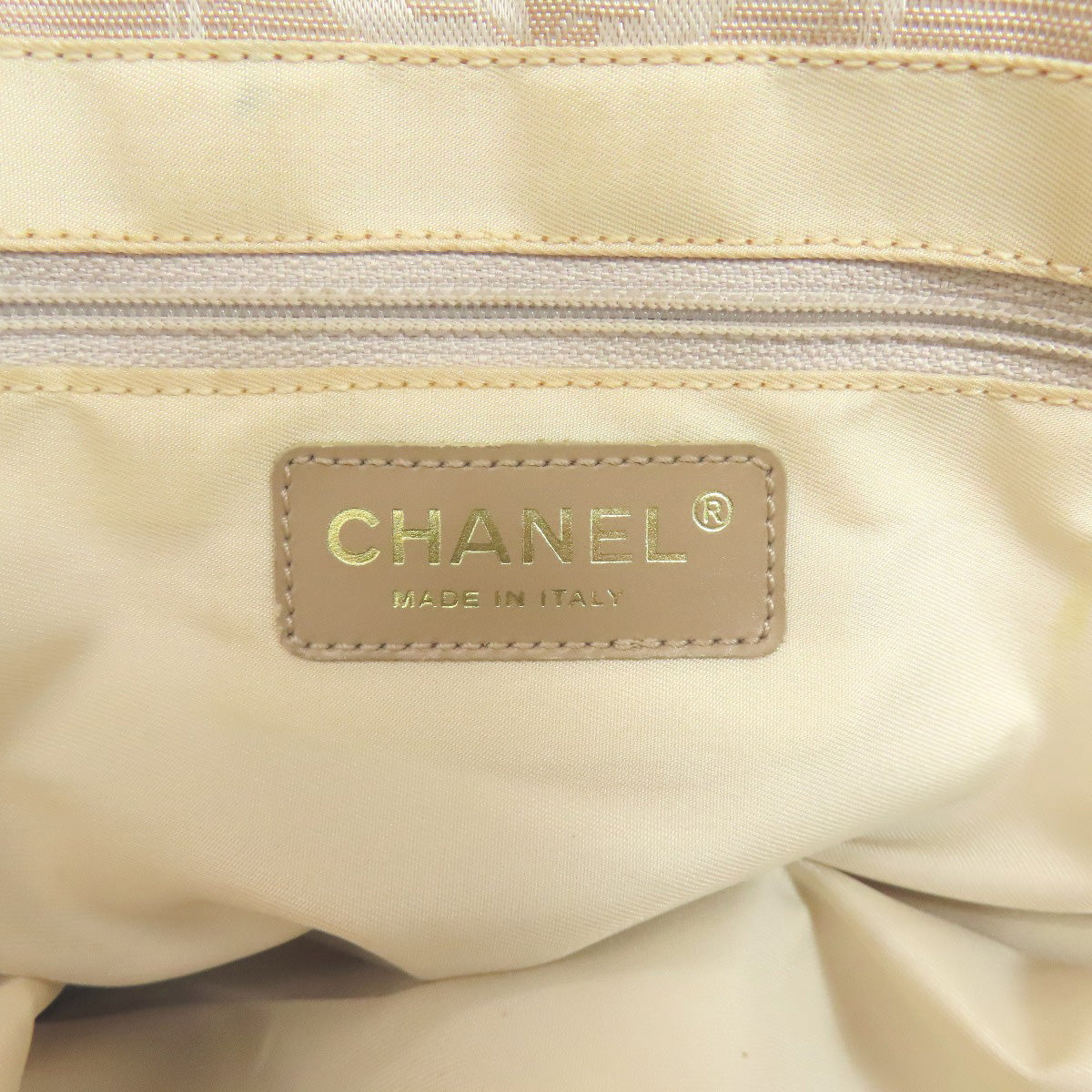 CHANEL Tote Bag Nylon jacquard beige New Travel Line MM