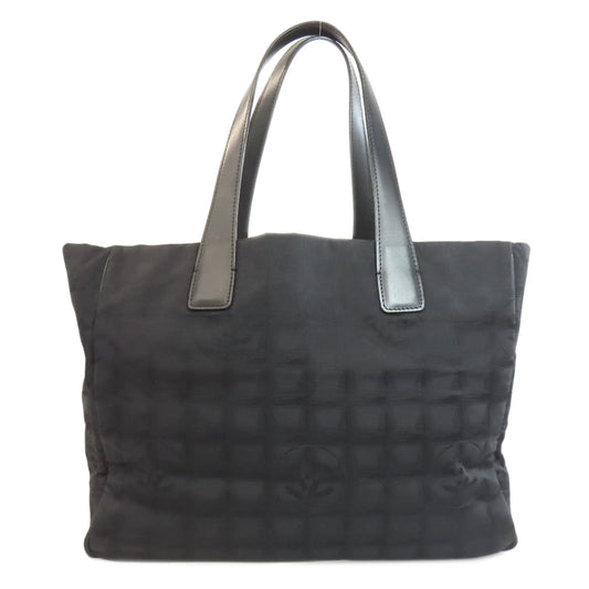 CHANEL Tote Bag Nylon jacquard black New Travel Line MM