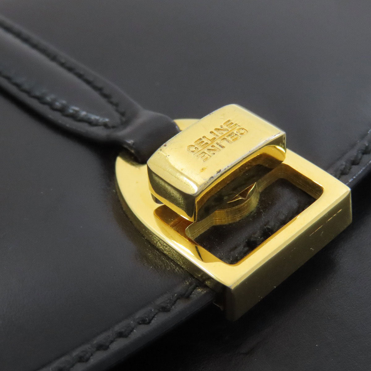CELINE Shoulder Bag leather black logo