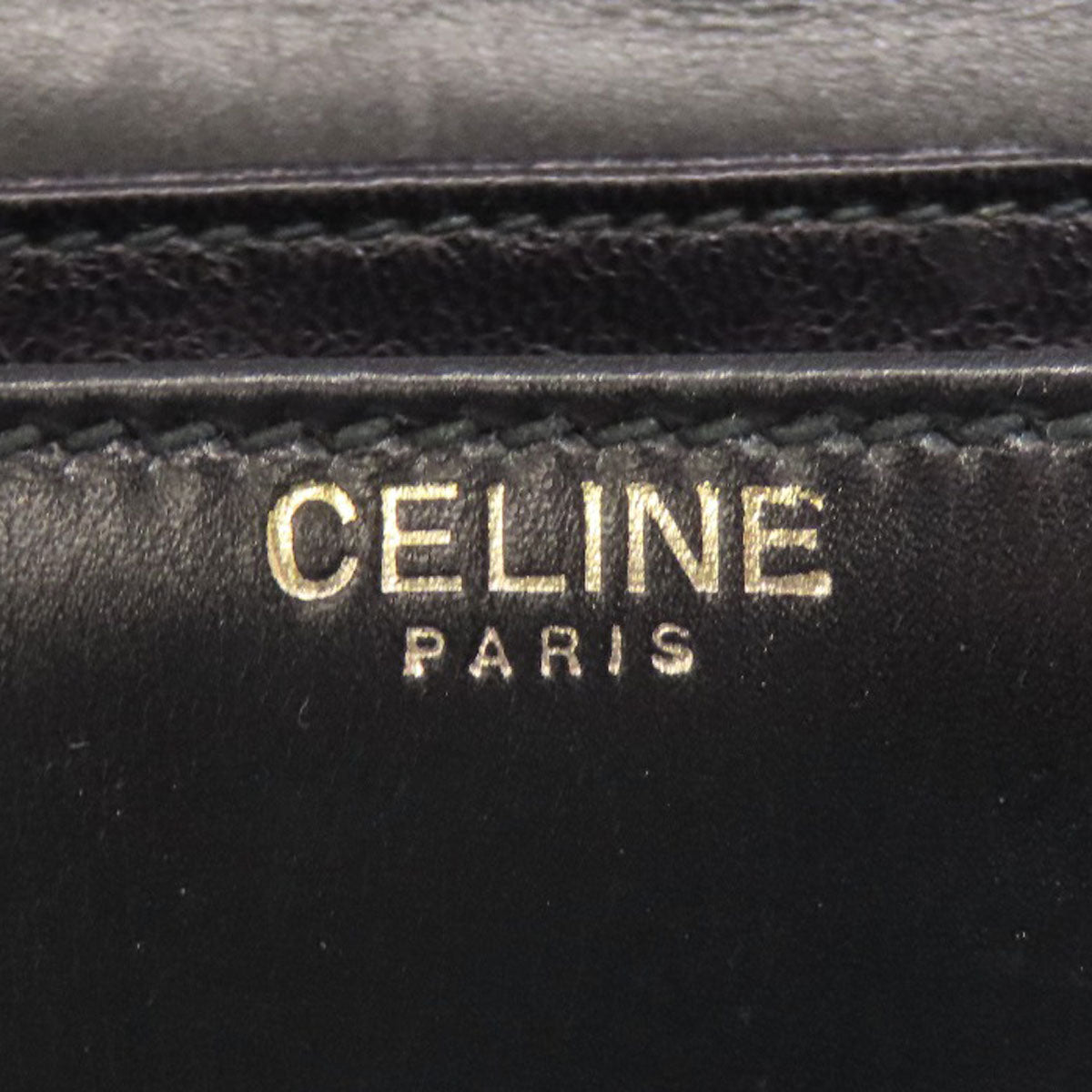 CELINE Shoulder Bag leather black logo
