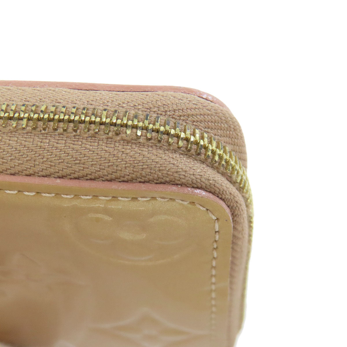 LOUIS VUITTON Coin case M91762 Vernis pink beige Zippy coin purse Women Used Authentic