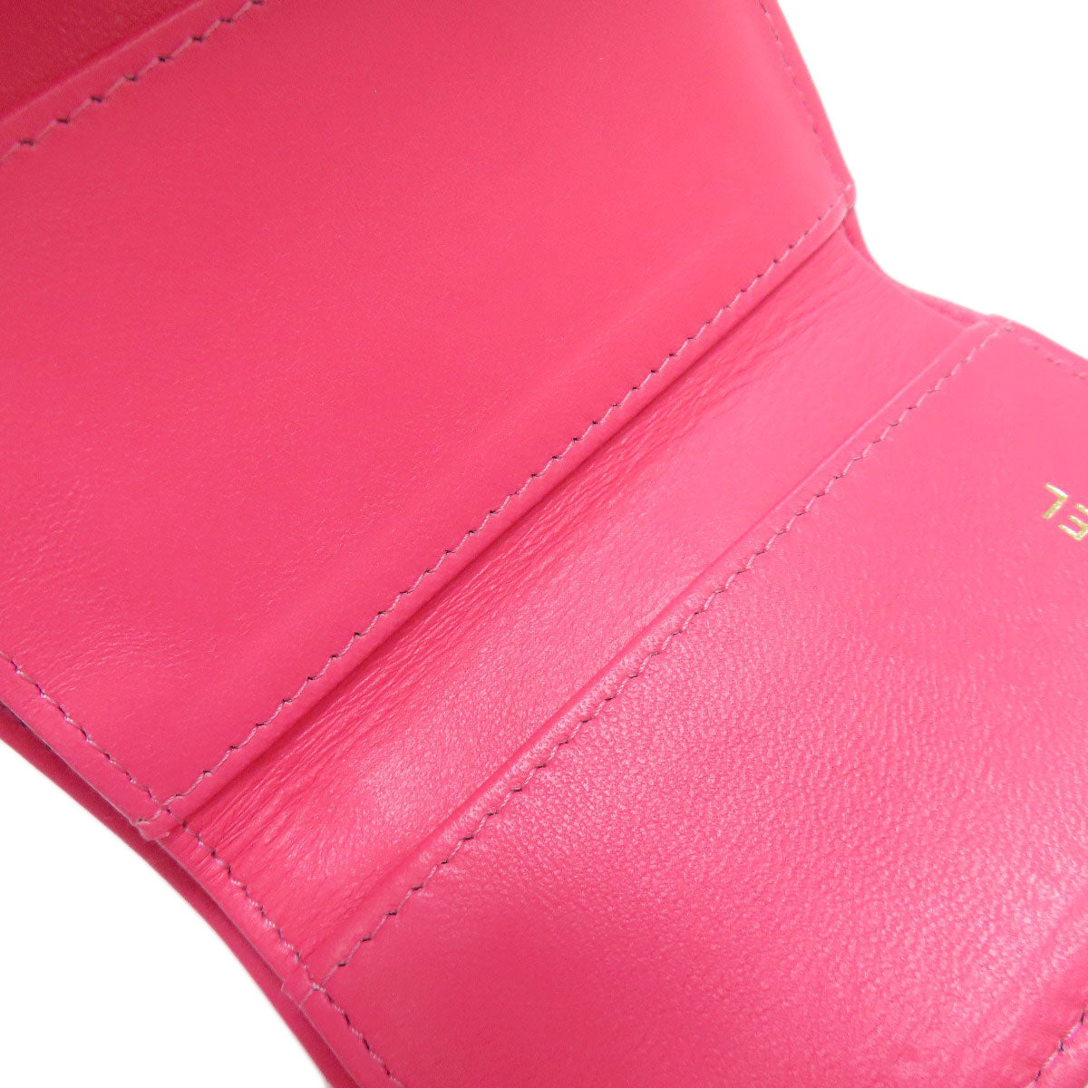 CHANEL Bifold Wallet Calfskin pink Tri-fold Boy Chanel Women Used Authentic