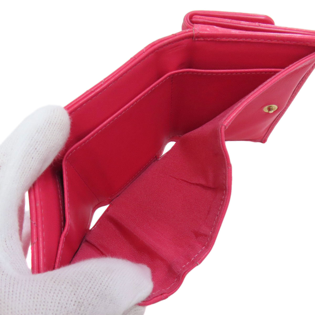CHANEL Bifold Wallet Calfskin pink Tri-fold Boy Chanel Women Used Authentic