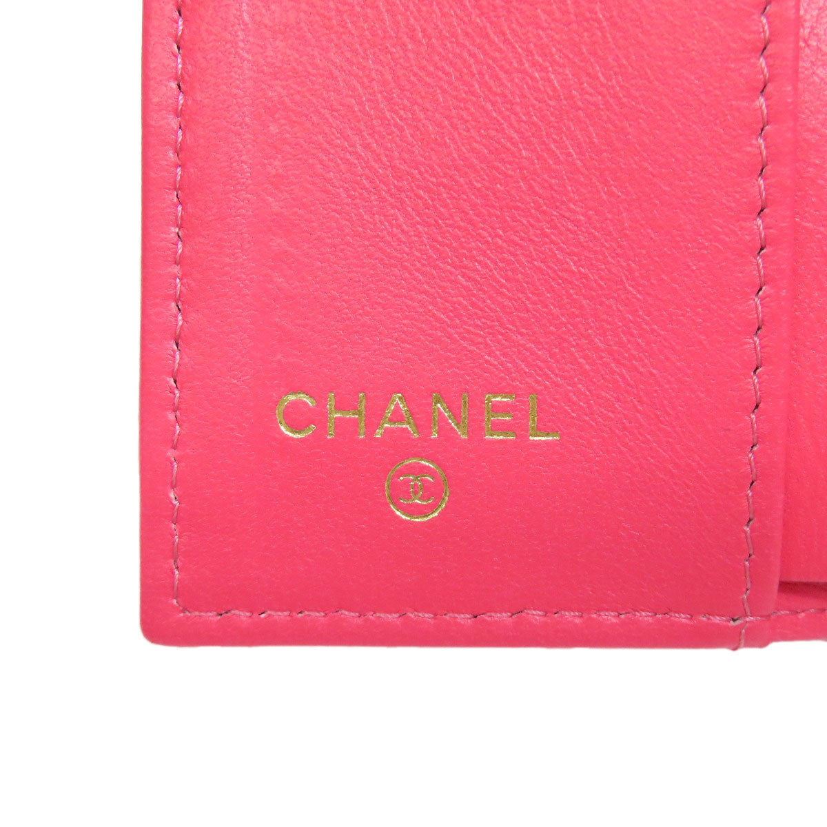 CHANEL Bifold Wallet Calfskin pink Tri-fold Boy Chanel Women Used Authentic