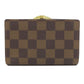 LOUIS VUITTON Bifold Wallet N61664 Damier canvas Brown Portomon Vienova Women Used Authentic