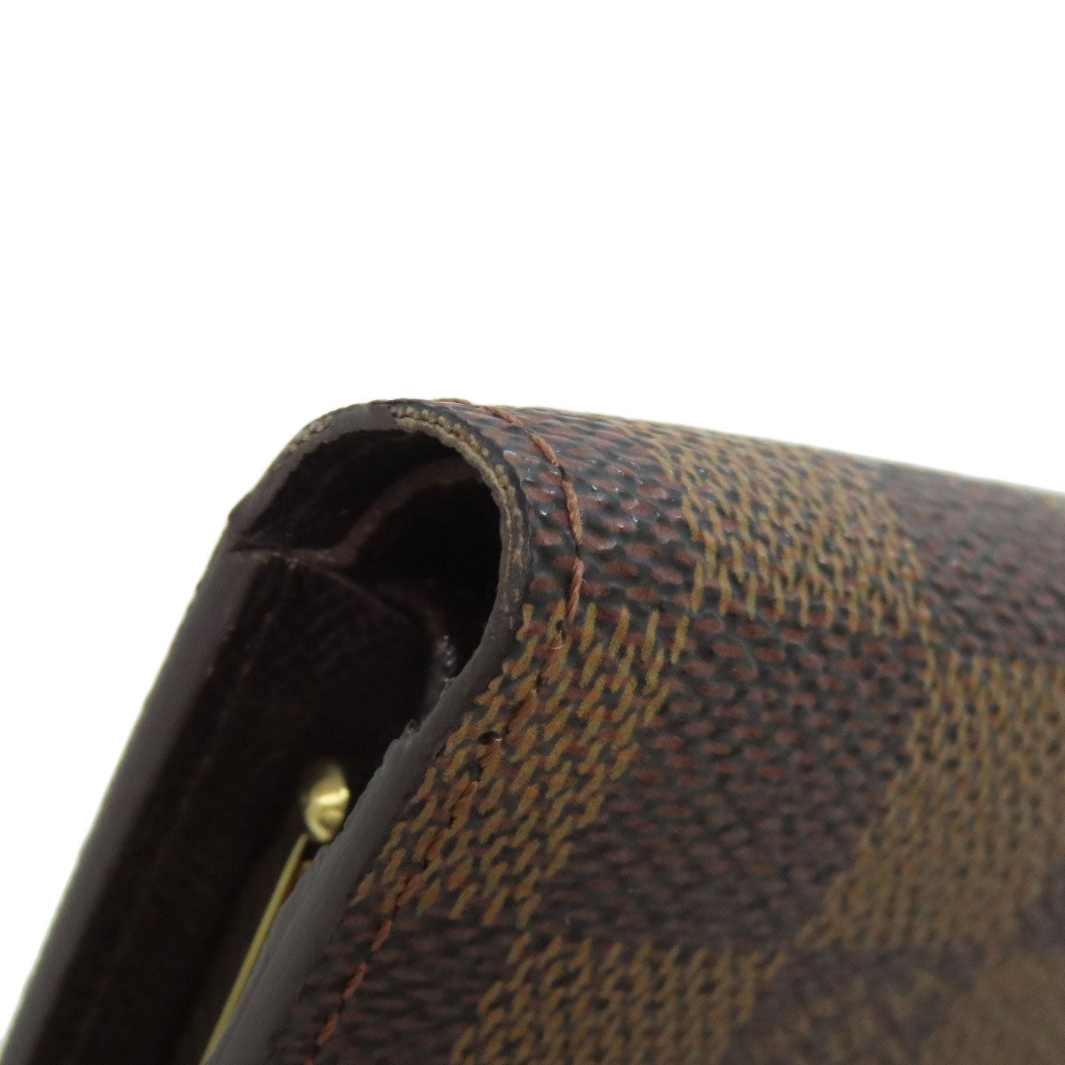 LOUIS VUITTON Bifold Wallet N61664 Damier canvas Brown Portomon Vienova Women Used Authentic