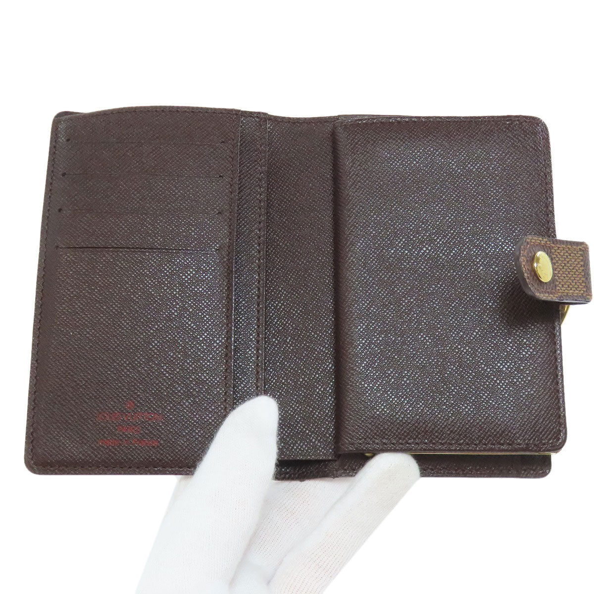 LOUIS VUITTON Bifold Wallet N61664 Damier canvas Brown Portomon Vienova Women Used Authentic