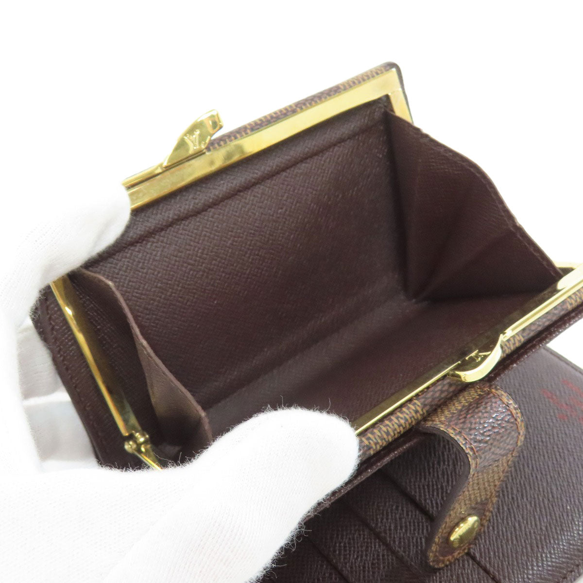 LOUIS VUITTON Bifold Wallet N61664 Damier canvas Brown Portomon Vienova Women Used Authentic