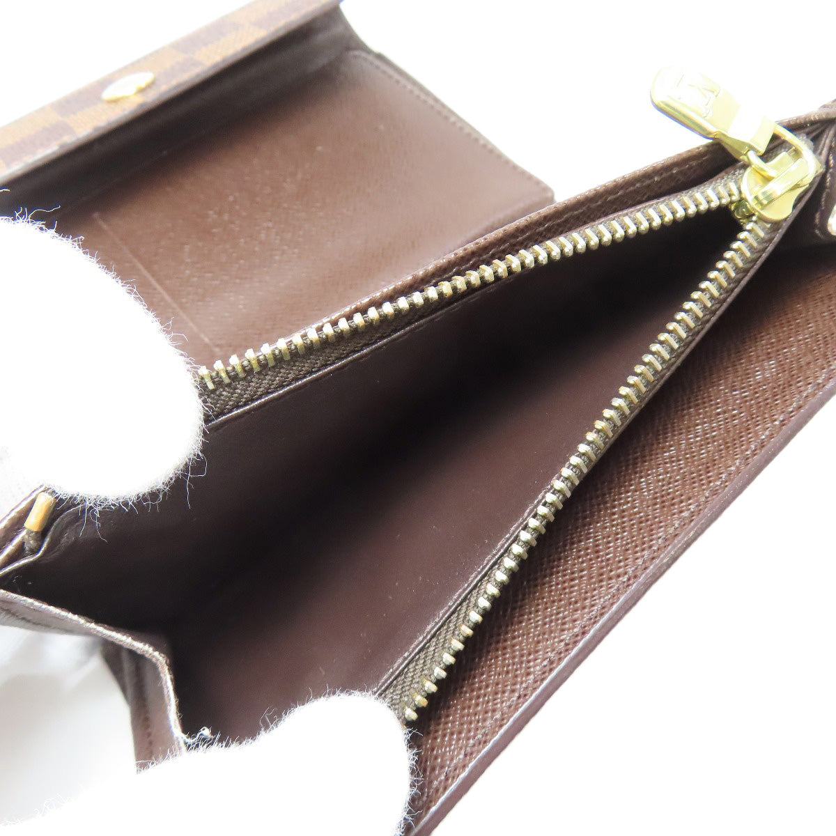 LOUIS VUITTON Bifold Wallet N63067 Damier canvas Brown Portefeuille Alexandra Women Used Authentic
