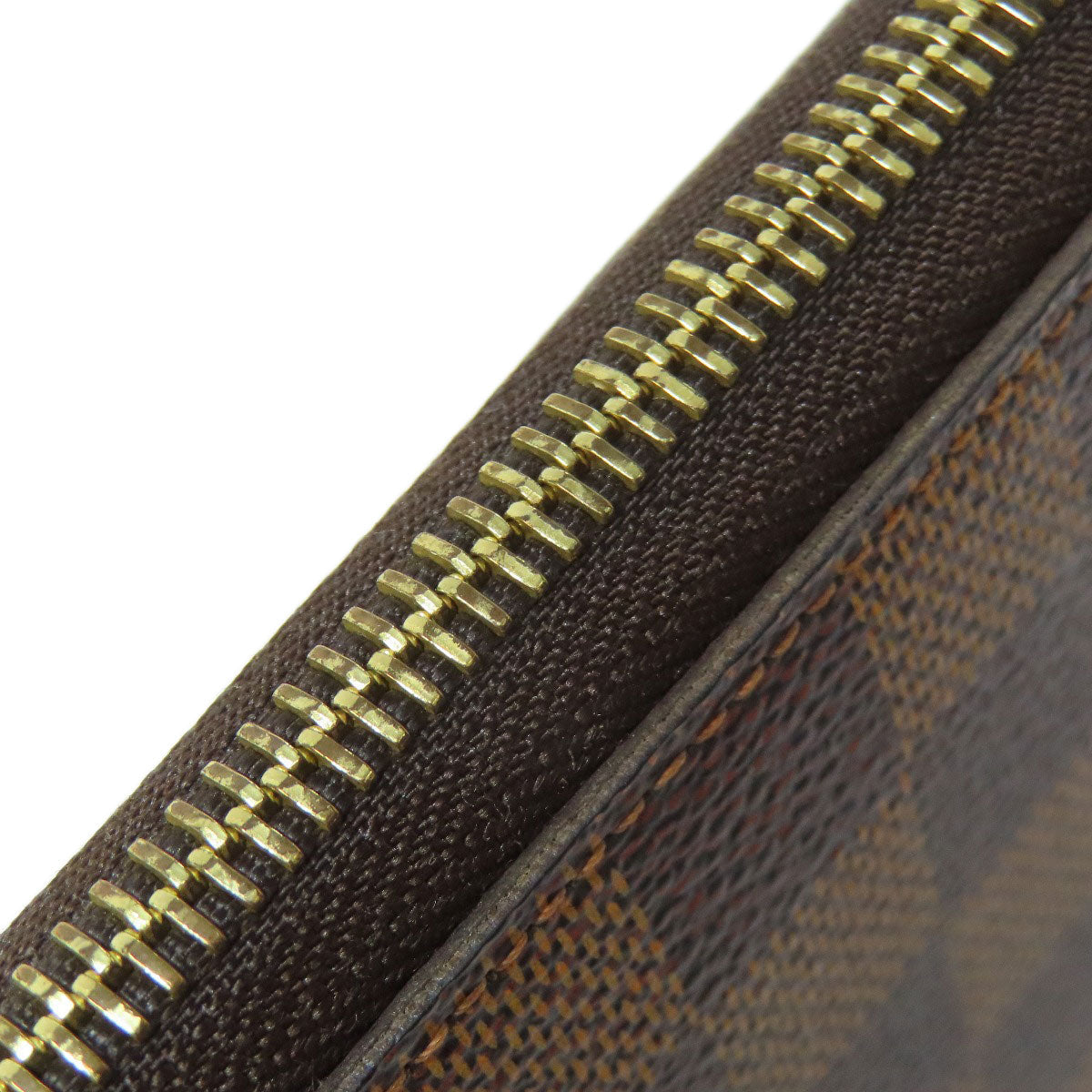 LOUIS VUITTON Long Wallet Purse N60015 Damier canvas Brown Zippy wallet old Women Used Authentic