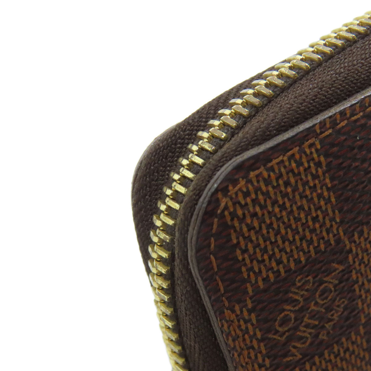 LOUIS VUITTON Long Wallet Purse N60015 Damier canvas Brown Zippy wallet old Women Used Authentic