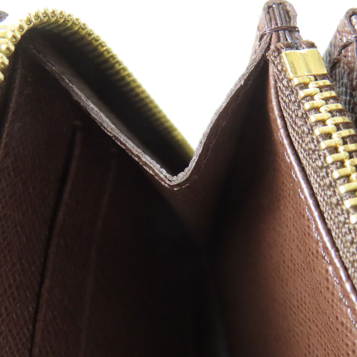 LOUIS VUITTON Long Wallet Purse N60015 Damier canvas Brown Zippy wallet old Women Used Authentic