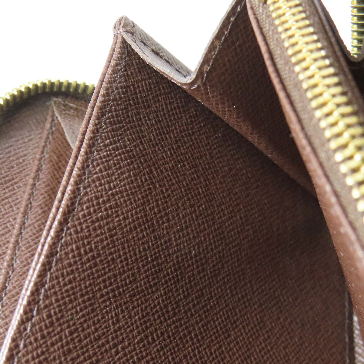 LOUIS VUITTON Long Wallet Purse N60015 Damier canvas Brown Zippy wallet old Women Used Authentic