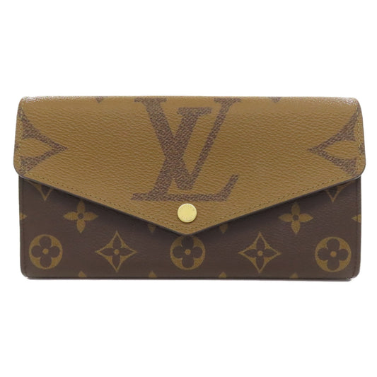 LOUIS VUITTON Long Wallet Purse M80726 Monogram reverse Brown Portefeuille Sara Women Used Authentic